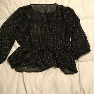 Sheer polka dot black top